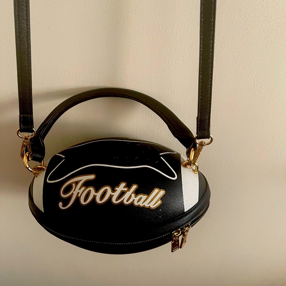 Black and White Football Crossbody Purse